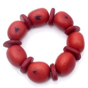 NWT Maria Oiticica Red Seed Pod Stretch Bracelet